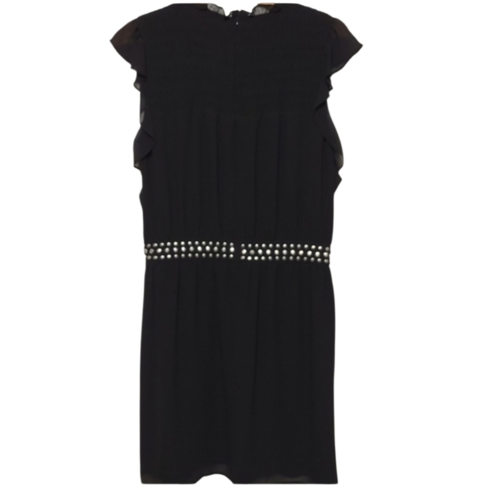 Michael Kors Studded Chiffon Dress with Pockets Size Medium Black - Picture 4 of 9